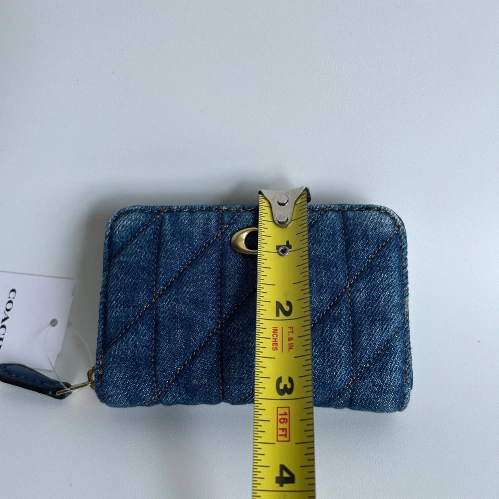 Coach Zippy Coin Case Deep Blue Quilted Denim Wallet CA033